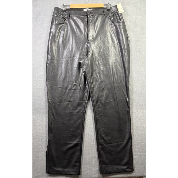 NWT Abercrombie & Fitch Vegan Leather Pants Straight Leg Black Size 18 / 34" - Picture 4 of 14